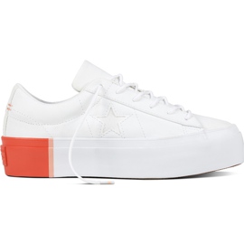 Converse 559904 One Star Platform Colorblock Hvid Bright Poppy