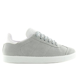 Grå og hvide damesneakers BL131P GRÅ / HVID