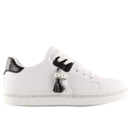 Sorte og hvide sneakers til kvinder 88038 HVID / SORT