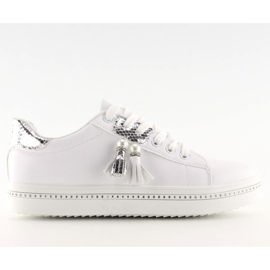 Hvide og sølvsneakers til kvinder 88038 HVID / SØLV