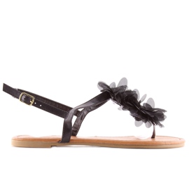 Sorte sandaler med blomster CK36P Sort
