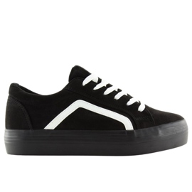 Sorte højsålede sneakers B318-16 Sort hvid