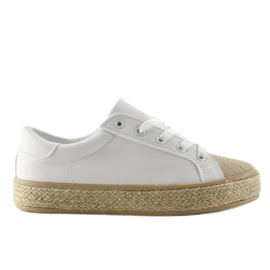 Sneakers på hørsål NA05P Hvid