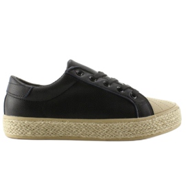 Sneakers på en linnedsål NA05P Sort