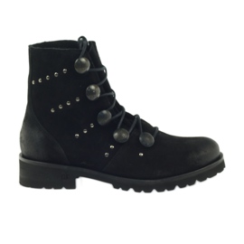 Badura Women's Boots dekoreret med knapper og rhinestones sort