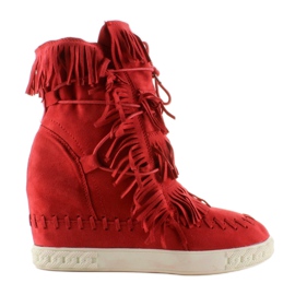 Ruskind sneakers med frynser BL-10 Rød
