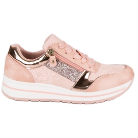 Kayla Sneakers bundet med et bånd lyserød