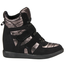 Skinnende sneakers sort