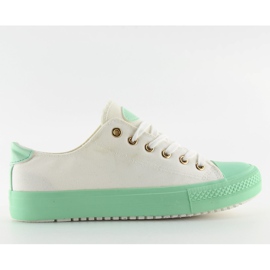 Hvide og mint -sneakers til kvinder BL97P Grøn
