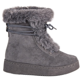 Grå bundne snestøvler