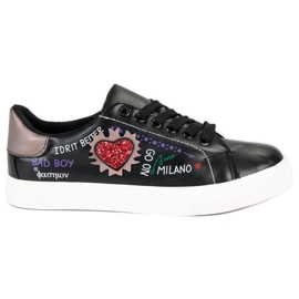 Sorte sneakers med tryk