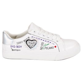 Hvide sneakers med tryk grå