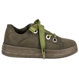 Mørkegrønne ruskindsneakers
