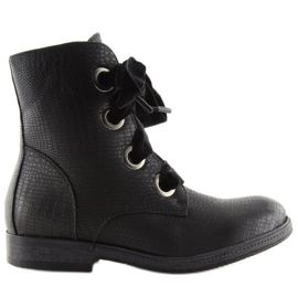 Sort snørede støvler HFN-5505 Sort