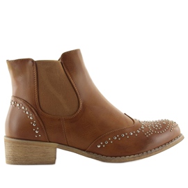 Brune Chelsea støvler med nitter, brune Ka16-160sl Camel