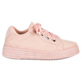 Lyserøde sneakers i ruskind