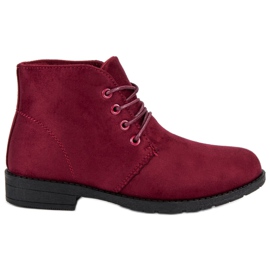 Burgundy bundne støvler rød
