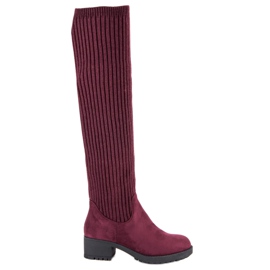 Ideal Shoes Monterede bordeaux støvler rød