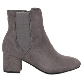 Top Shoes Højhælede støvletter i ruskind grå