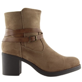 Brune højhælede støvler 1138 Khaki