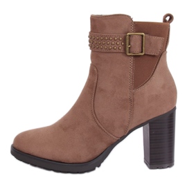 Brune højhælede støvler 6139 Khaki