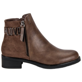 Ideal Shoes Brune støvler på en flad hæl sort