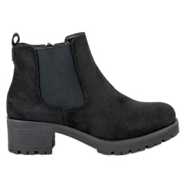Ideal Shoes Sorte Chelsea -støvler på flade hæle