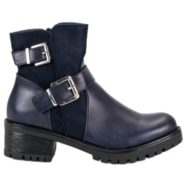 Ideal Shoes Marineblå støvler på platformen