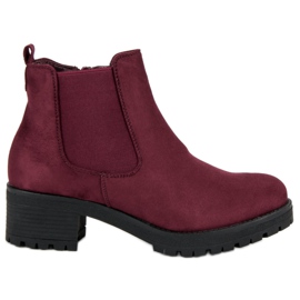 Ideal Shoes Maroon Chelsea støvler med høje hæle rød