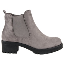 Ideal Shoes Grå Chelsea støvler på en flad hæl