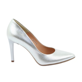 Espinto Women's Leather Pumps Silver Metallic 456/166 sølv