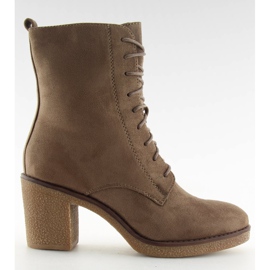Lace-up høj hæle brun 3638 Khaki