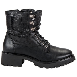 Ideal Shoes Snørede arbejdere på platformen sort