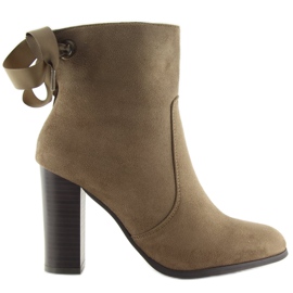 Brune højhælede støvler 1331 Khaki beige