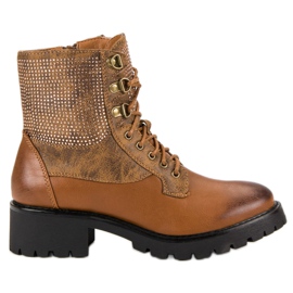 Ideal Shoes Snørede arbejdere på platformen brun