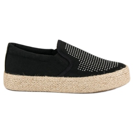J. Star Slipons med krystaller sort