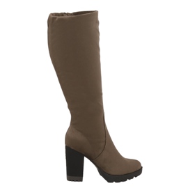 Højhælede støvler khaki 7290 Khaki