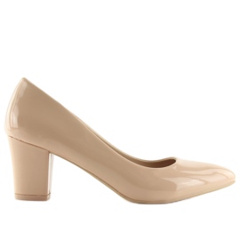 Sko med brede hæle beige B-58 Beige