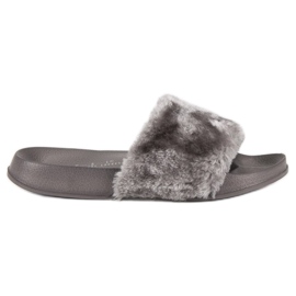 Grå flip-flops med pels