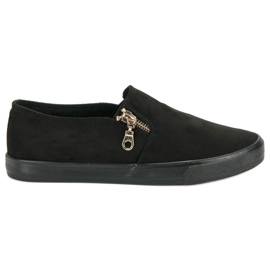 Sport Suede Slipons med lynlås sort