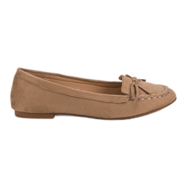 Small Swan Mørke beige loafers med sløjfe