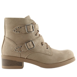 Snørestøvler med sløjfer beige C-7101 Beige