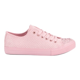 Sport Lyserøde sneakers med krystaller