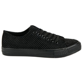 Sport Sorte sneakers med krystaller