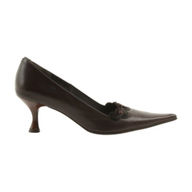 Læder pumps brun