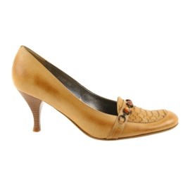Læder pumps brun
