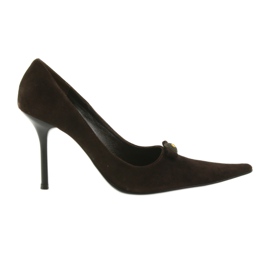 Læder pumps brun