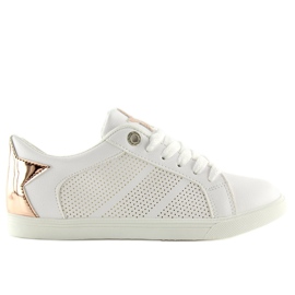 Sneakers med en hvid stjerne A6213 HVID / CHAMPAGNE