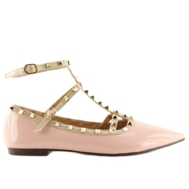 Ballerinas med pink studs 127-12 Pink lyserød