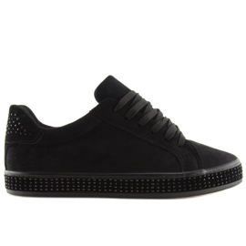 Sort BS098 Sorte sneakers med sten